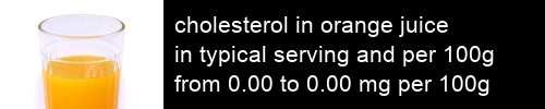 cholesterol in orange juice information and values per serving and 100g